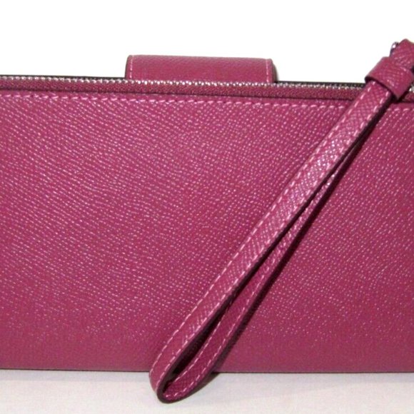 Coach C2869 Light Raspberry Large Phone Tech Leather Wallet With Wrist Strap NWT - Picture 2 of 4